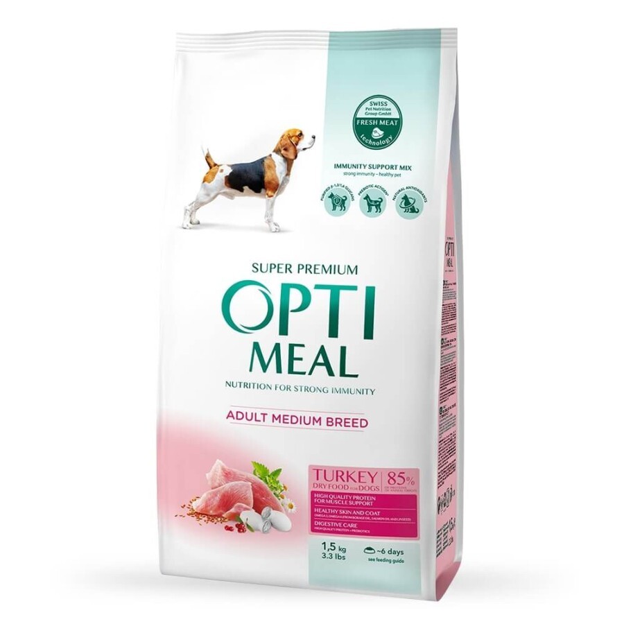 Сухой корм для собак Optimeal для средних пород со вкусом индейки 1.5 кг: цены и характеристики