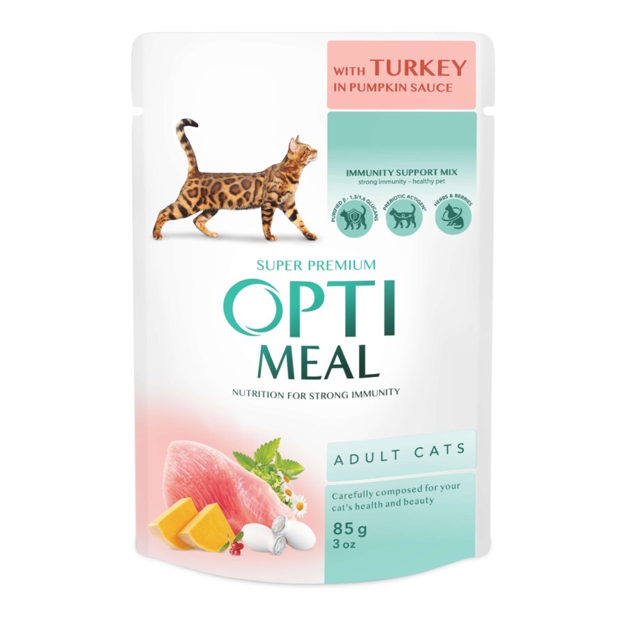 Влажный корм для кошек Optimeal с индейкой в тыквенном соусе 85 г: цены и характеристики