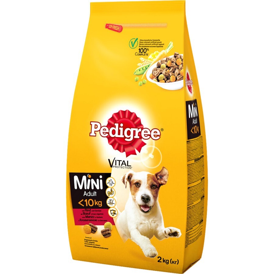 Сухой корм для собак Pedigree Adult Mini Говядина и овощи 2 кг: цены и характеристики