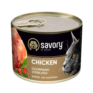 Влажный корм для кошек Savory Cat Can Adult Sterilised курица 200 г