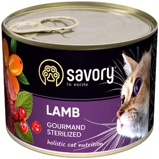 Вологий корм для кішок Savory Cat Can Adult Sterilised ягня 200 г