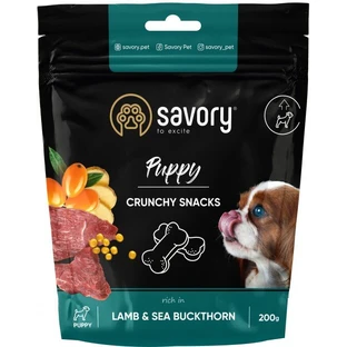 Лакомство для собак Savory для здорового роста щенков, ягненок и облепиха 200 г