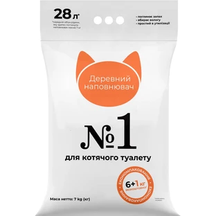 Наполнитель для туалета Super Cat №1 Деревянный впитывающий 6+1 кг