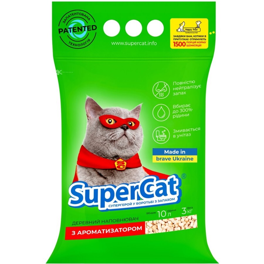 Наполнитель для туалета Super Cat Древесный впитывающий с ароматизатором 3 кг (5 л): цены и характеристики