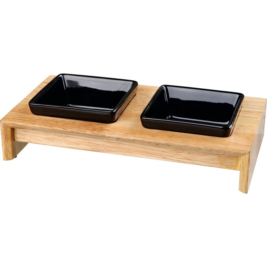 Посуд для собак Trixie дерев'яна підставка з мисками 200 мл (28*5*15 см): ціни та характеристики