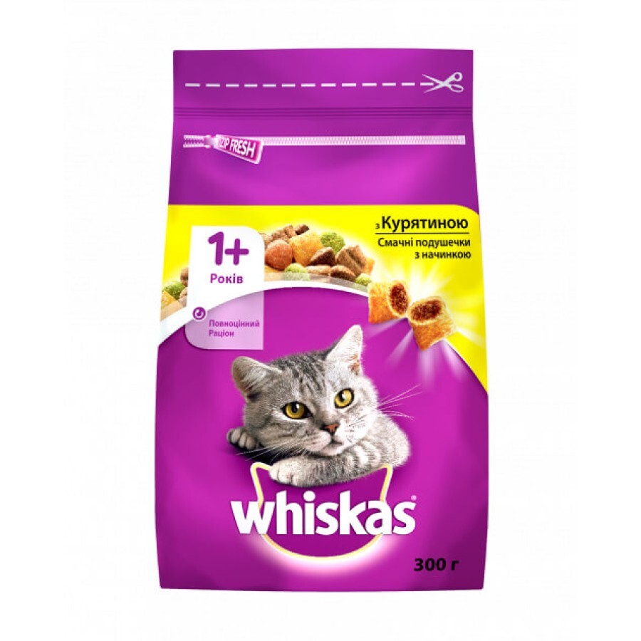 Сухой корм для кошек Whiskas с курицей 300 г: цены и характеристики