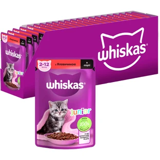 Влажный корм для кошек Whiskas Kitten Говядина в соусе 85 г