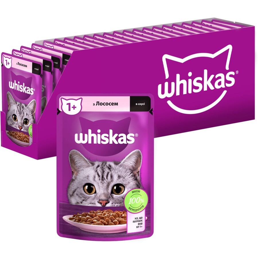 Влажный корм для кошек Whiskas Лосось в соусе 85 г: цены и характеристики