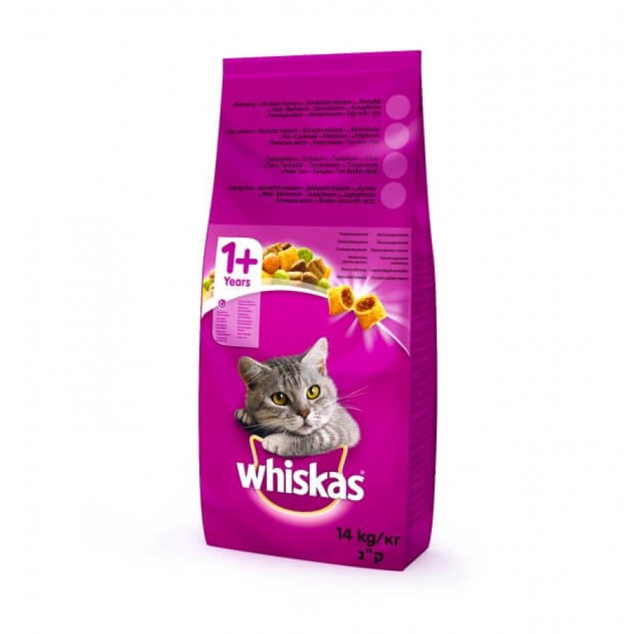 Сухой корм для кошек Whiskas с говядиной 14 кг: цены и характеристики