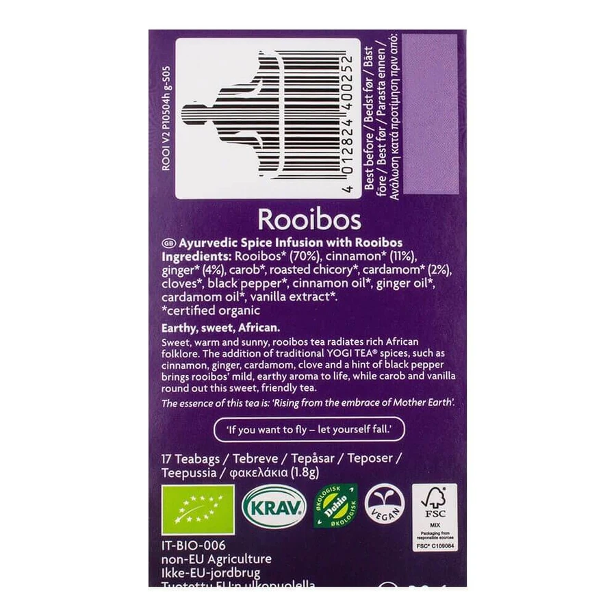 BIO YOGI TEA Чай Ройбуш: ціни та характеристики