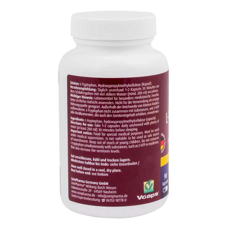 L-триптофан Zein Pharma, 500 мг, 90 капсул: ціни та характеристики
