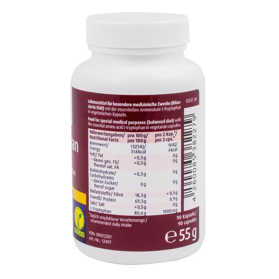 L-триптофан Zein Pharma, 500 мг, 90 капсул: ціни та характеристики