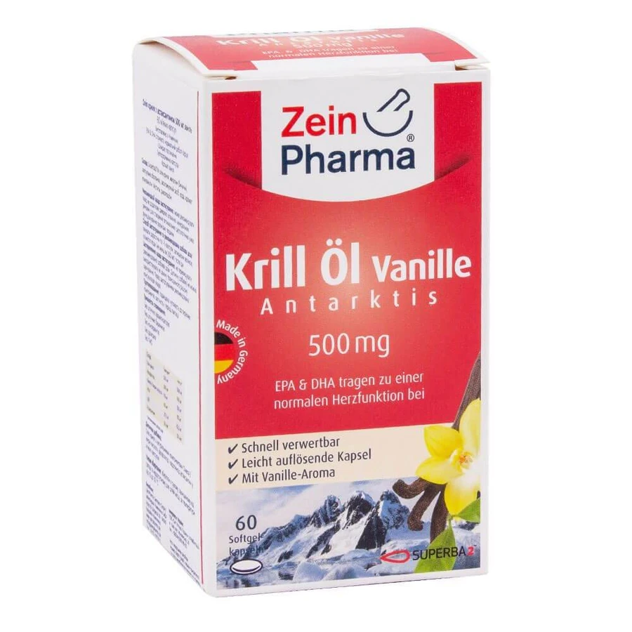 Олія криля з астаксантином, ваніль Zein Pharma, 500 мг, 60 м'яких капсул: ціни та характеристики