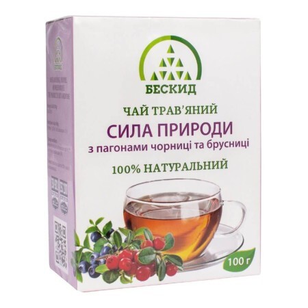 Трав'яний чай Сила природи з пагонами чорниці та брусниці, 100 г