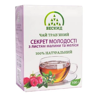 Травяной чай Секрет молодости, с листьем малины и мелиссы, 100 г