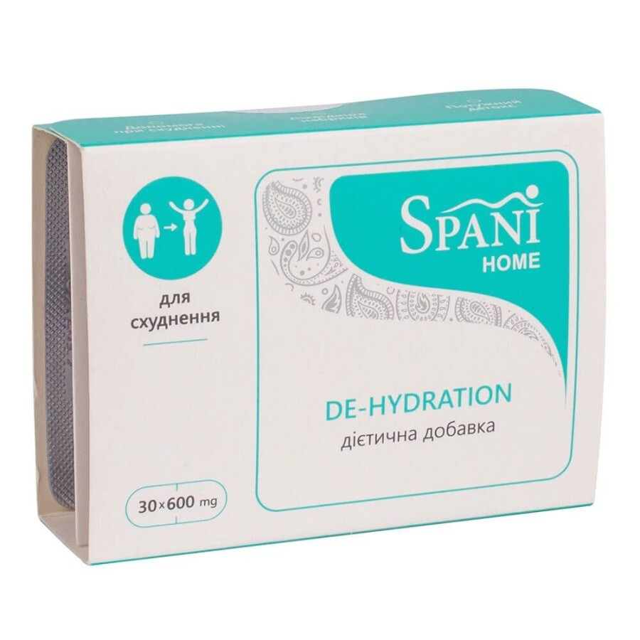Протинабряковий засіб De-Hydration, 600 мг, 30 капсул, Spani Home: ціни та характеристики