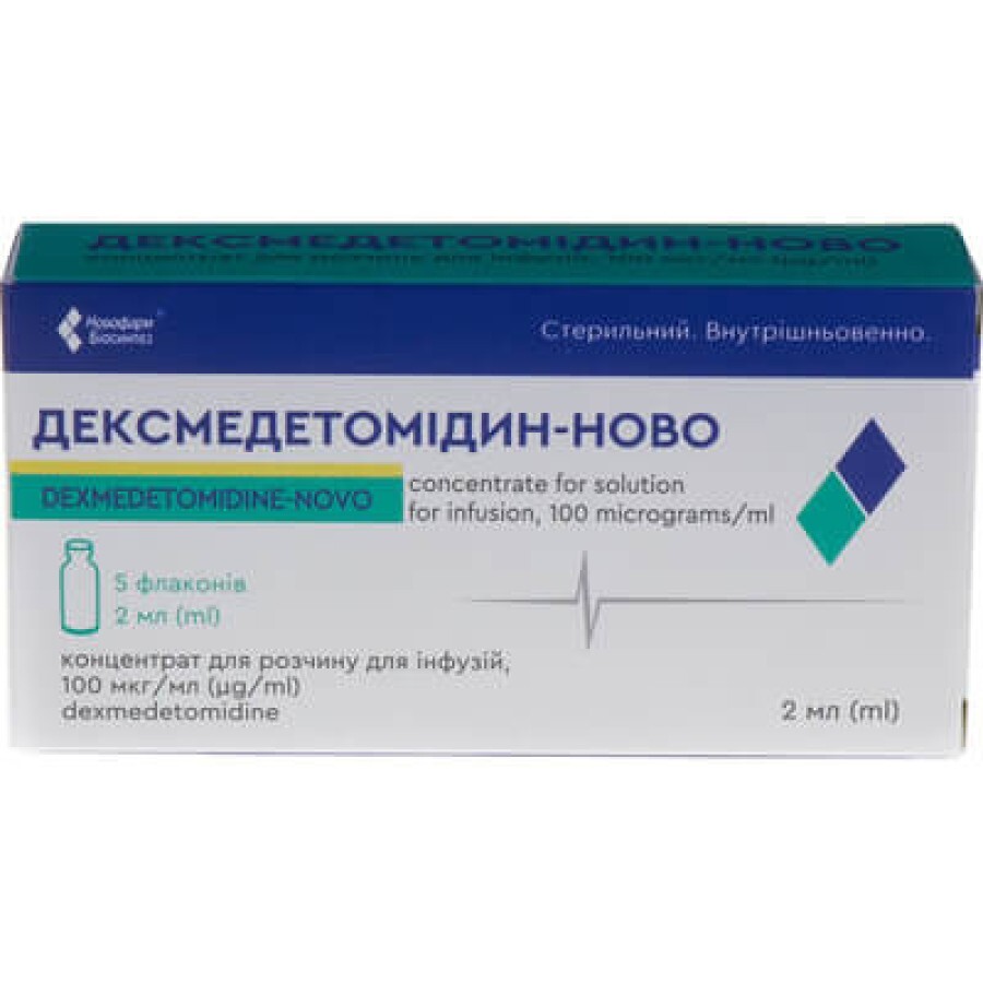 Дексмедетомідин-Ново концентрат для розчину для інфузій 100 мкг/мл e флаконах по 2 мл, №5