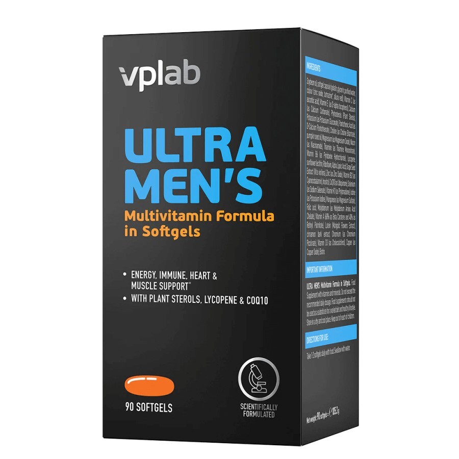 Мультивітамінна формула для чоловіків VPLab Ultra Men`s Multivitamin, 90 гелевих капсул: цены и характеристики