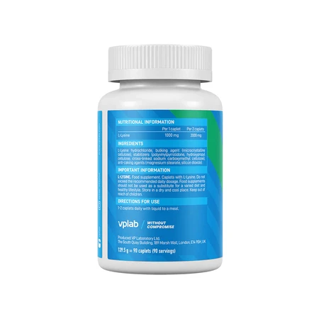 L-Лізин VPLab L-Lysine 1000 мг, 90 капс.: цены и характеристики