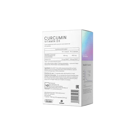 Куркумін Вітамін Д3 VPLab Vitamin D3 Curcumin, №60: цены и характеристики
