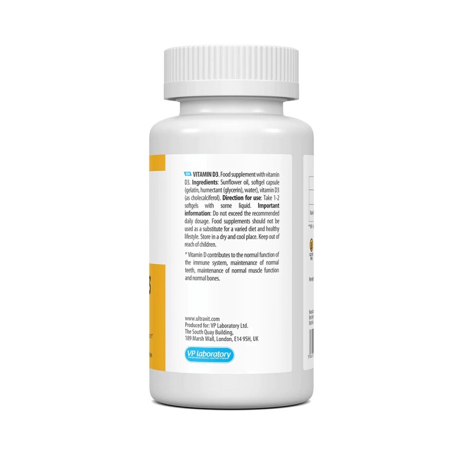 Вітамін Д3 VPLab UltraVit Vitamin D3 2000, 180 капсул: цены и характеристики