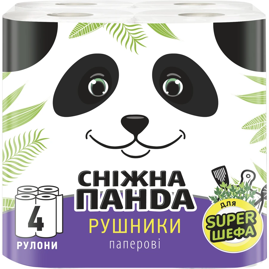 Бумажные полотенца Сніжна Панда 2 слоя 4 рулона: цены и характеристики