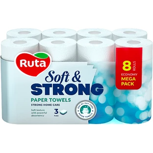 Бумажные полотенца Ruta Soft & Strong 3 слоя 8 рулонов