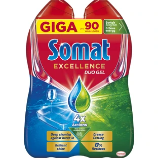 Гель для миття посуду в посудомийці Somat Excellence Duo Gel Антижир 810+810 мл