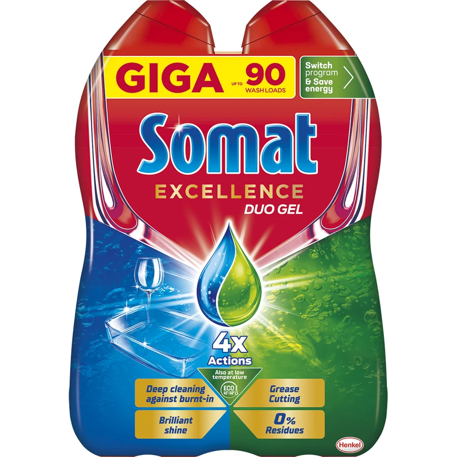 Гель для миття посуду в посудомийці Somat Excellence Duo Gel Антижир 810+810 мл: ціни та характеристики