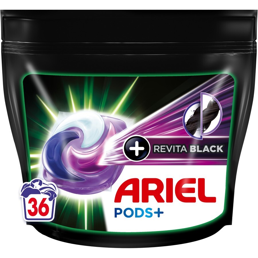 Капсули для прання Ariel Pods Все-в-1+Revitablack 36 шт.: ціни та характеристики