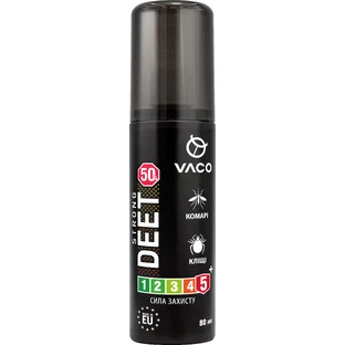 Спрей от насекомых Vaco Strong от комаров, клещей и мошек Deet 50% 80 мл