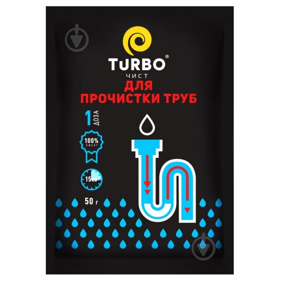 Засіб для прочищення труб TURBOчист Гранули 50 г: ціни та характеристики