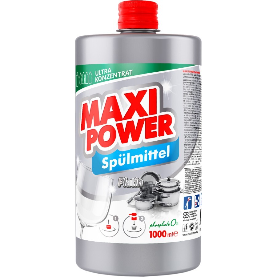 Средство для ручного мытья посуды Maxi Power Платинум запаска 1000 мл: цены и характеристики