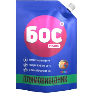 Средство для удаления пятен БОС плюс Color гель кислородный для цветных тканей 500 мл