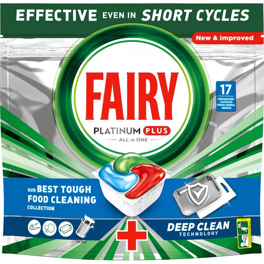 Таблетки для посудомийних машин Fairy Platinum All All One Fresh Herbal Breeze 17 шт.: ціни та характеристики