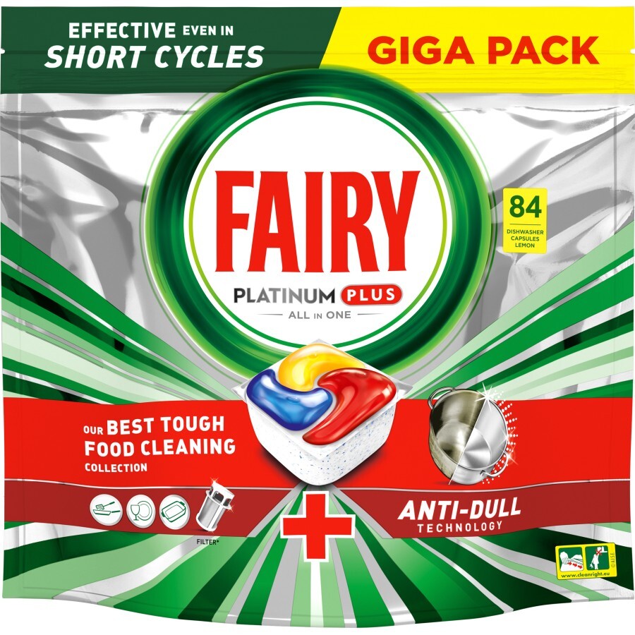 Таблетки для посудомоечных машин Fairy Platinum Plus All in One Lemon 84 шт.: цены и характеристики