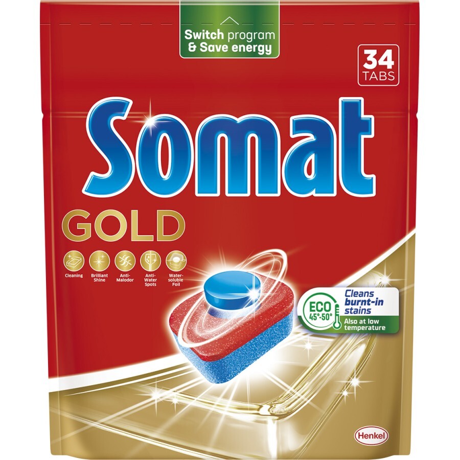 Таблетки для посудомоечных машин Somat Gold 34 шт.: цены и характеристики