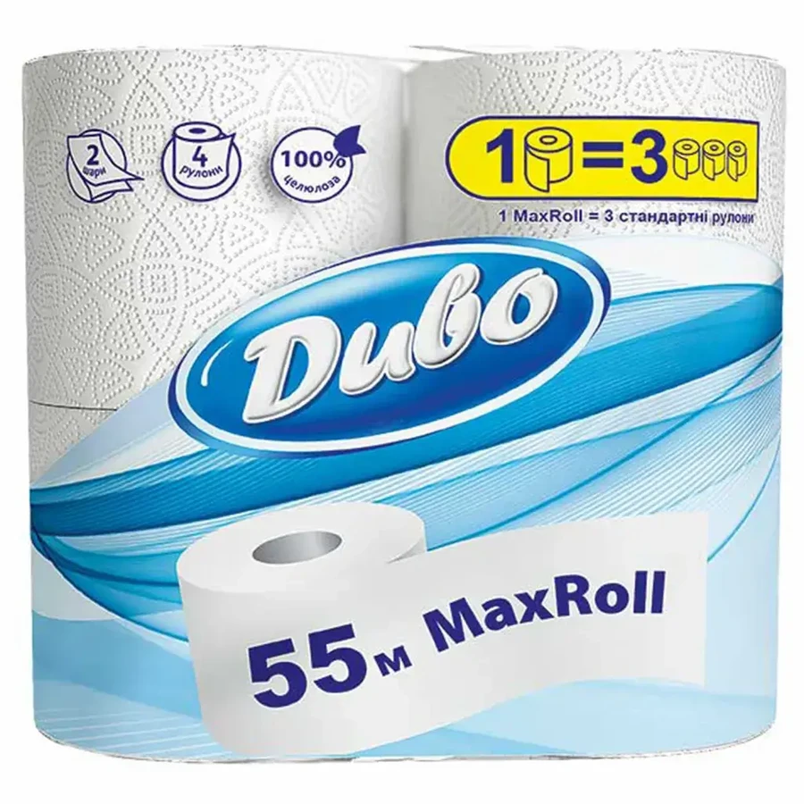 Туалетний папір Диво Max Roll білий 55 м 2 шари 4 рулони: ціни та характеристики
