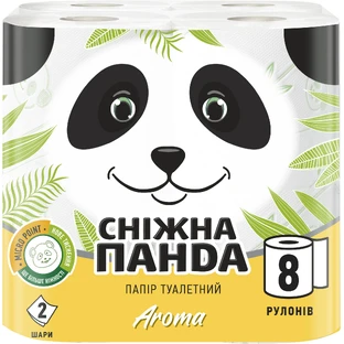 Папір туалетний Сніжна Панда Aroma 2 шари 8 рулонів