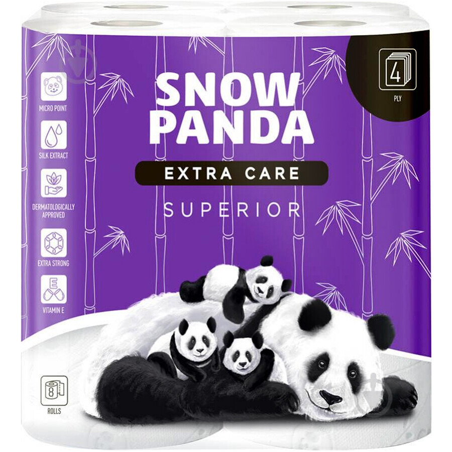 Туалетная бумага Сніжна Панда Extra Care Superior 4 слоя 8 рулонов: цены и характеристики