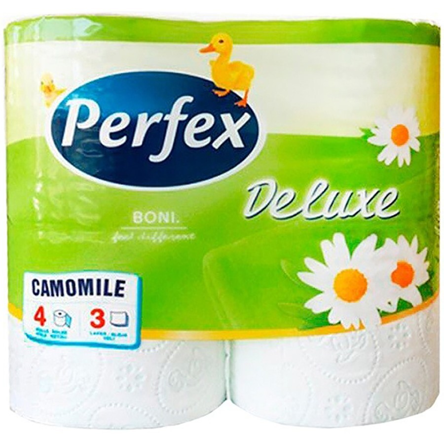 Туалетная бумага Perfex Deluxe Ромашка 3 слоя 4 рулона: цены и характеристики