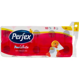 Туалетная бумага Perfex Pure White 3 слоя 10 рулонов