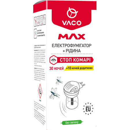 Фумигатор Vaco Max с жидкостью от комаров (30 ночей + 10 ночей в подарок)