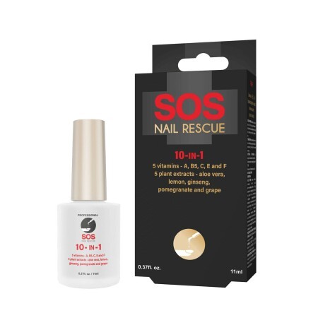  Укрепитель ногтей SOS Nail Rescue 10 в 1 5 витаминов - А, В5, С, Е, F и 5 растительных экстрактов 11 мл