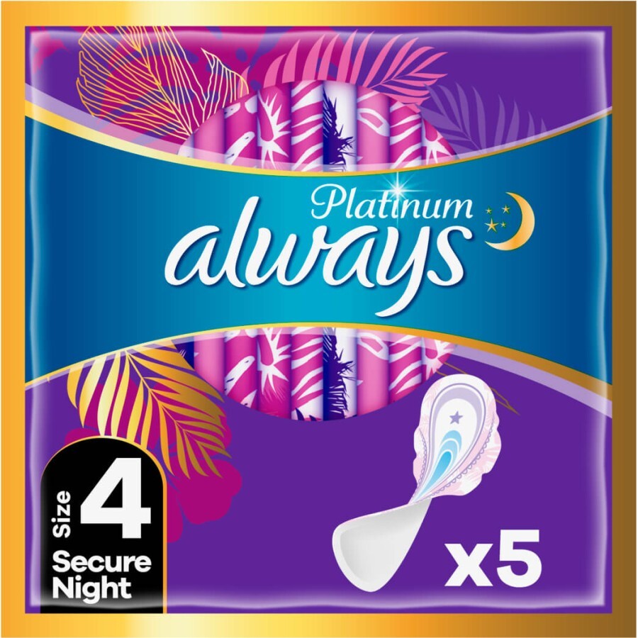 Гігієнічні прокладки Always Platinum Secure Night (Розмір 4) 5 шт.: ціни та характеристики