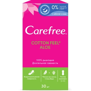 Гигиенические прокладки Carefree Cotton Aloe с экстрактом хлопка и алоэ 30 шт.