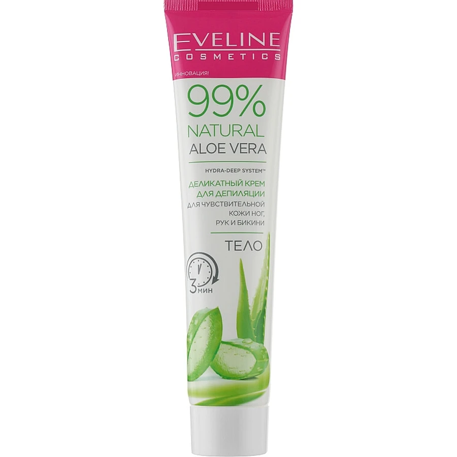 Крем для депиляции Eveline Cosmetics Natural Aloe Vera для чувств. кожи ног, рук и бикини 125 мл: цены и характеристики