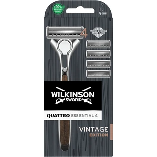 Бритва Wilkinson Sword Quattro Vintage Edition для мужчин с 4 картриджами