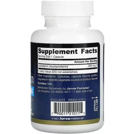 Лактоферрин сублимированный, 250 мг, Lactoferrin, Freeze Dried, Jarrow Formulas, 60 капсул: цены и характеристики