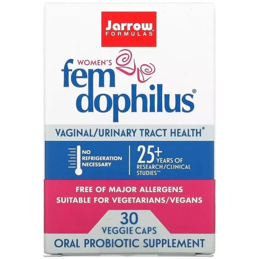 Пробиотики Для Женщин, Женский дофилус, 1 млрд КОЕ, Women's Fem Dophilus, Jarrow Formulas, 30 вегетарианских капсул: цены и характеристики